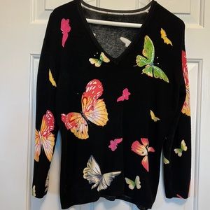 V neck pull over Sweater with butterfly design